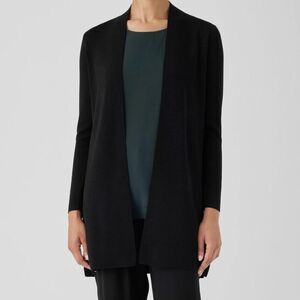 Boutique Medium Black Cardigan Long Sleeve Long Line